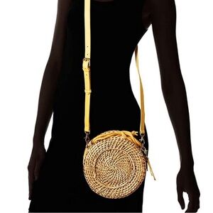 Straw Bag Crossbody w/ Leather Straps Frye & Co